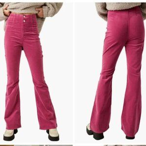 NEW We the Free People Jayde Cord High Rise Flare Jeans Pink size 25